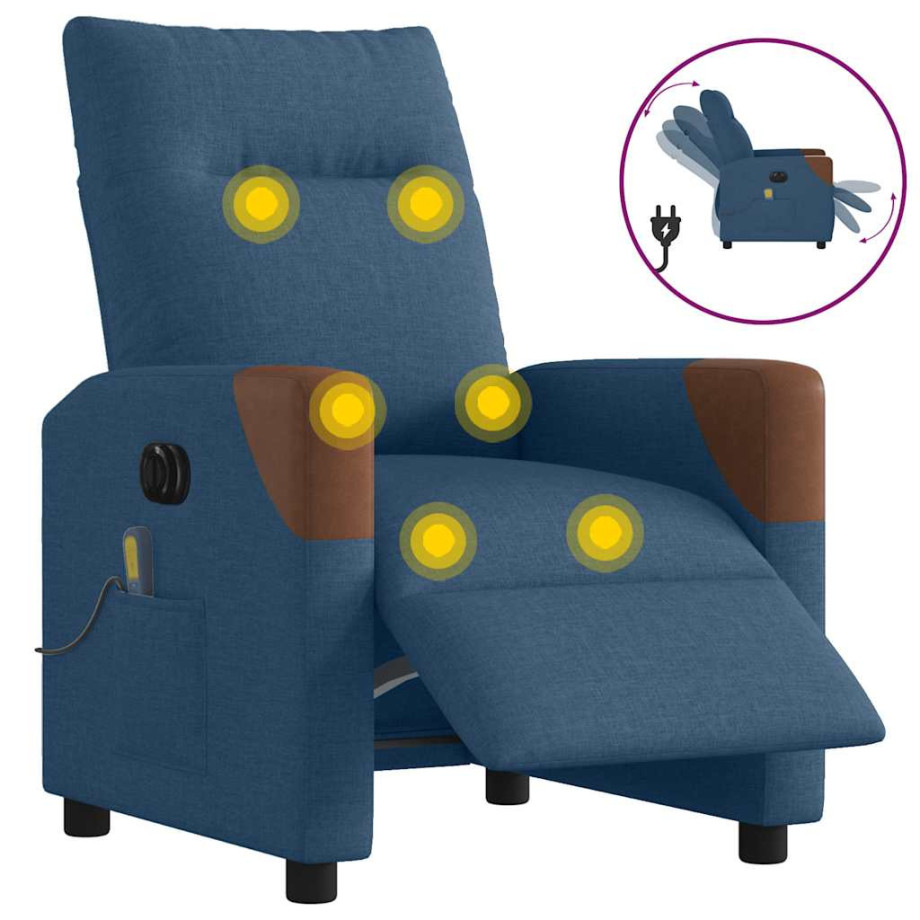 vidaXL Massagestoel elektrisch verstelbaar stof blauw afbeelding 1