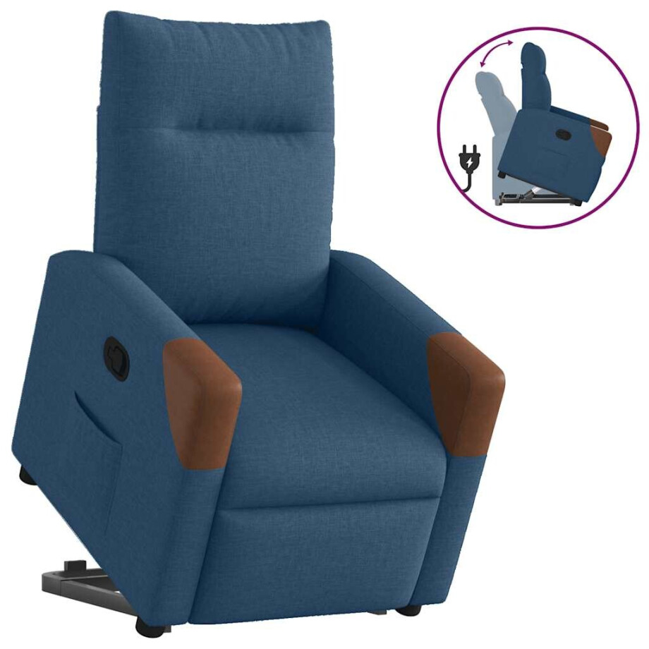 vidaXL Sta-op-stoel verstelbaar stof blauw afbeelding 1