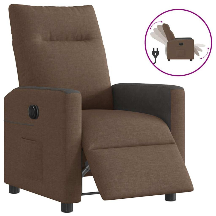 vidaXL Fauteuil verstelbaar elektrisch stof bruin afbeelding 1