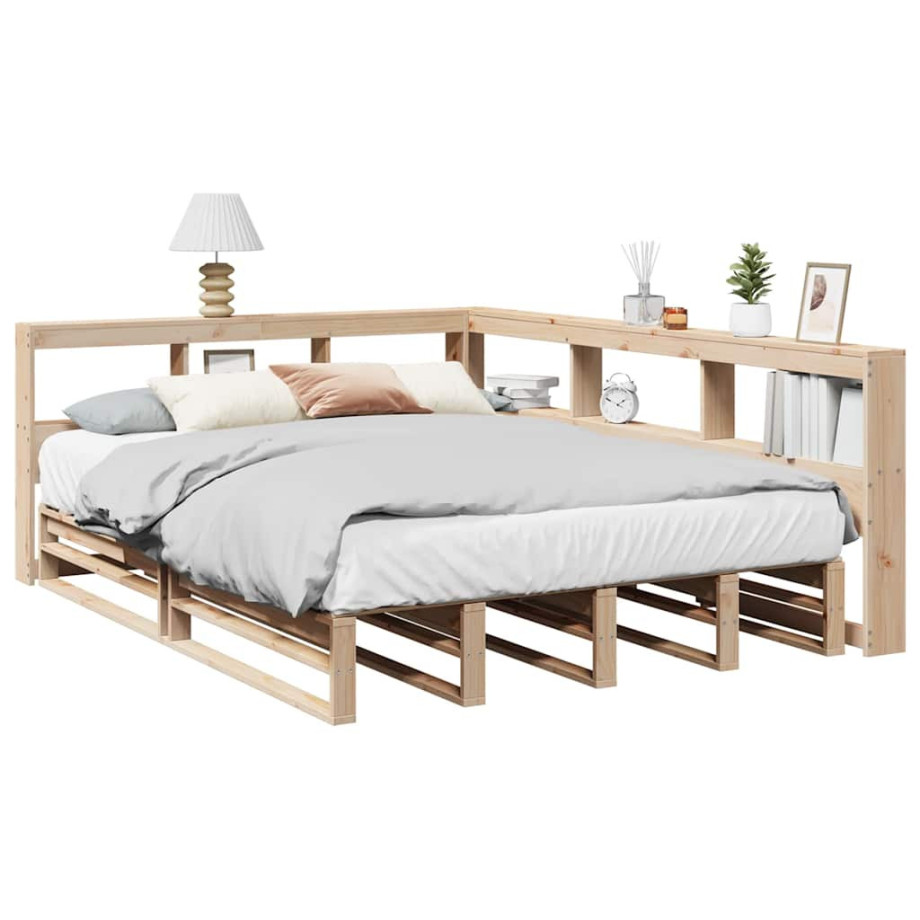vidaXL Bed met boekenkast zonder matras massief grenenhout 160x200 cm afbeelding 1