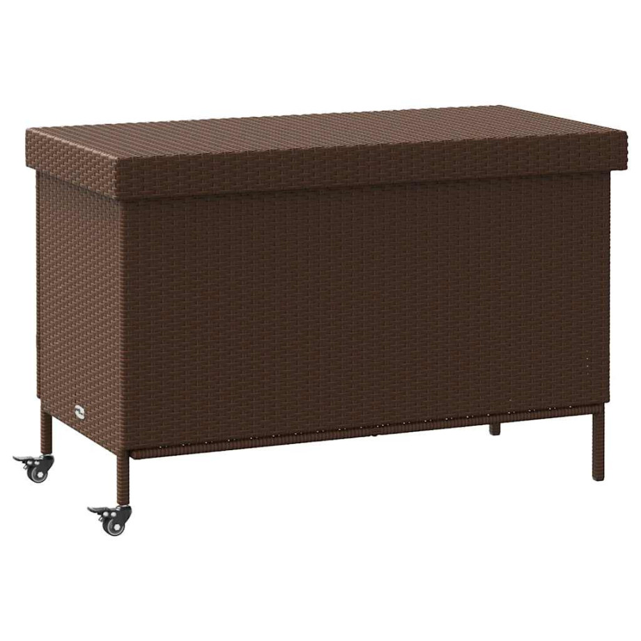 vidaXL Tuinbox met wielen 110x55x73 cm poly rattan bruin afbeelding 1