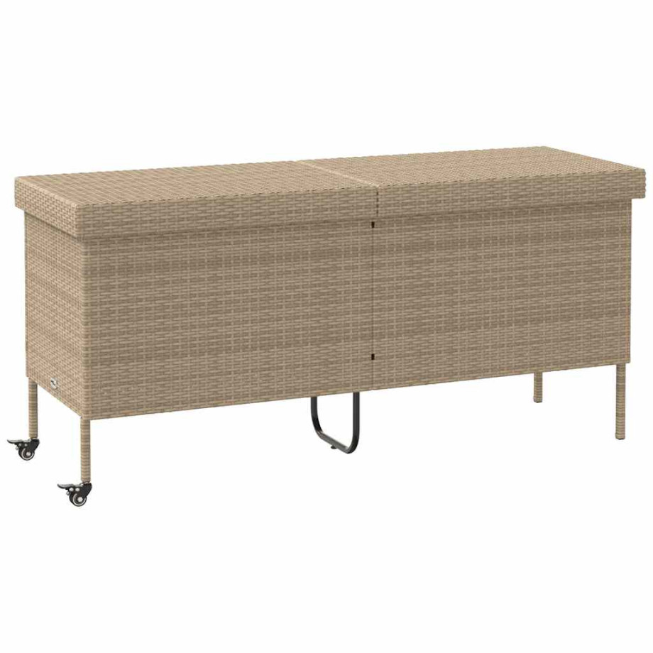 vidaXL Tuinbox met wielen 160x55x75 cm poly rattan beige afbeelding 1