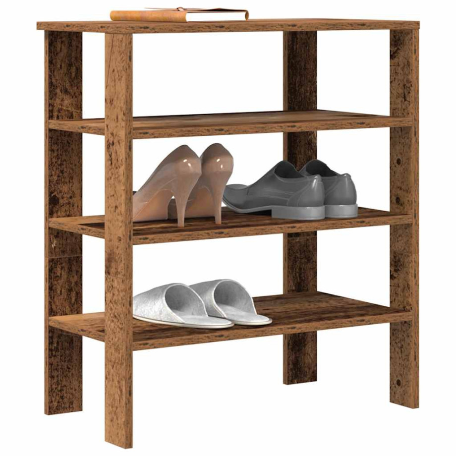 vidaXL Schoenenrek 61x32x70 cm bewerkt hout oud houtkleurig afbeelding 1