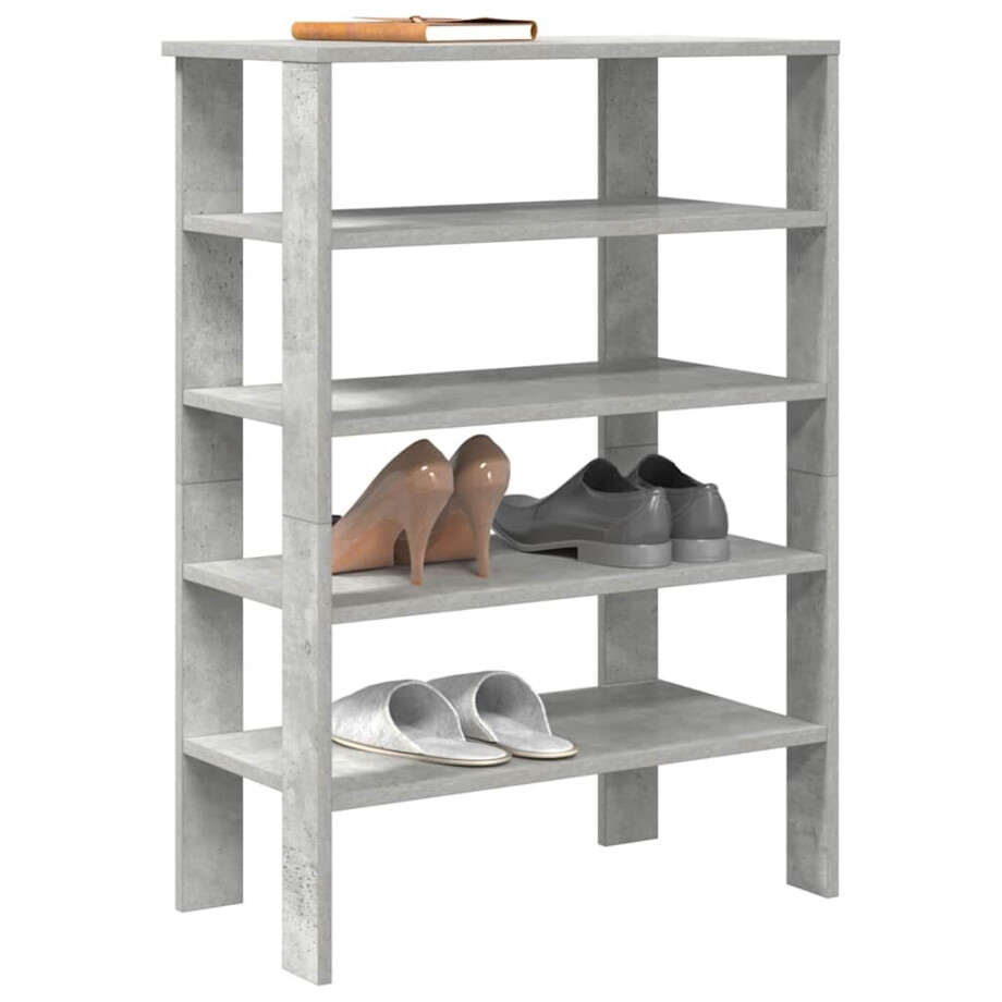 vidaXL Schoenenrek 61x32x87,5 cm bewerkt hout betongrijs afbeelding 1