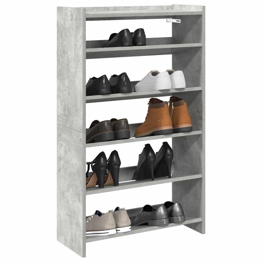 vidaXL Schoenenrek 60x25x100 cm bewerkt hout betongrijs vidaXL Schoenenrek 60x25x100 cm bewerkt hout betongrijs afbeelding 1