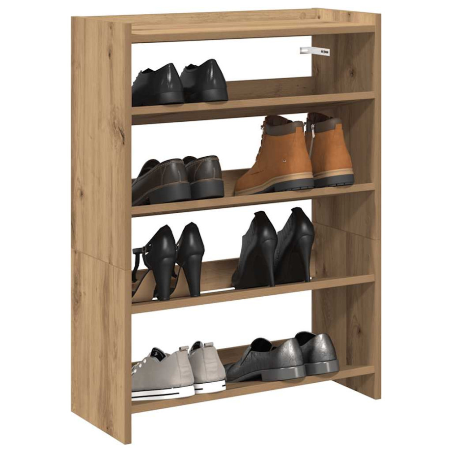 vidaXL Schoenenrek 60x25x81 cm bewerkt hout artisanaal eikenkleur afbeelding 1