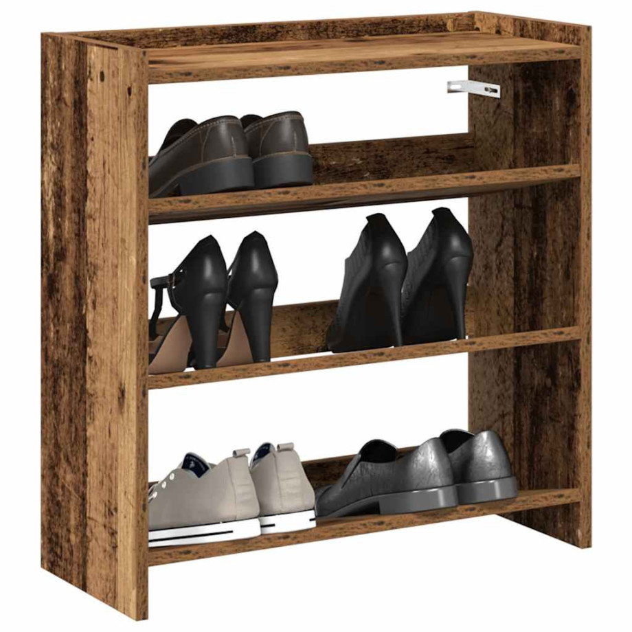 vidaXL Schoenenrek 60x25x62 cm bewerkt hout oud houtkleurig afbeelding 1