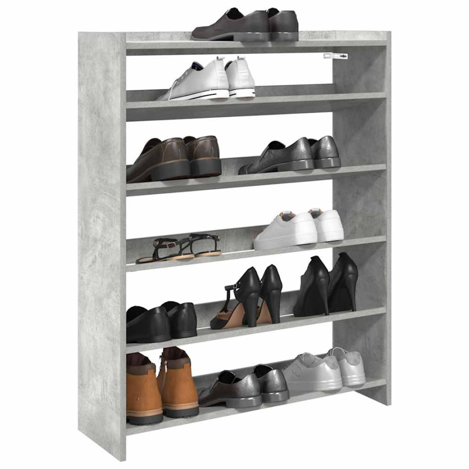 vidaXL Schoenenkast 80x25x100 cm bewerkt hout betongrijs afbeelding 1