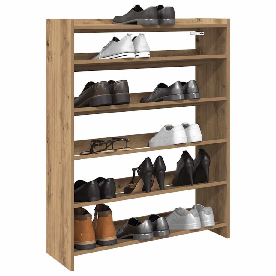 vidaXL Schoenenrek 80x25x100 cm bewerkt hout artisanaal eikenkleur vidaXL Schoenenrek 80x25x100 cm bewerkt hout artisanaal eikenkleur afbeelding 1