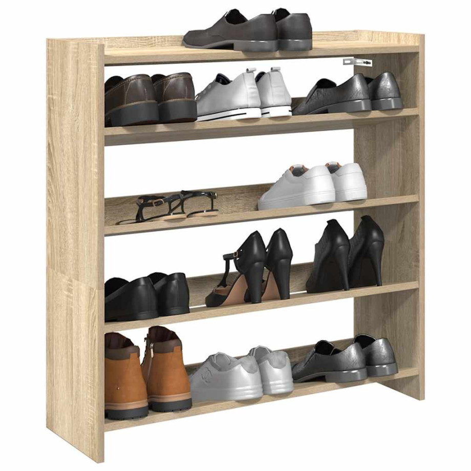 vidaXL Schoenenrek 80x25x81 cm bewerkt hout sonoma eikenkleurig vidaXL Schoenenrek 80x25x81 cm bewerkt hout sonoma eikenkleurig afbeelding 1