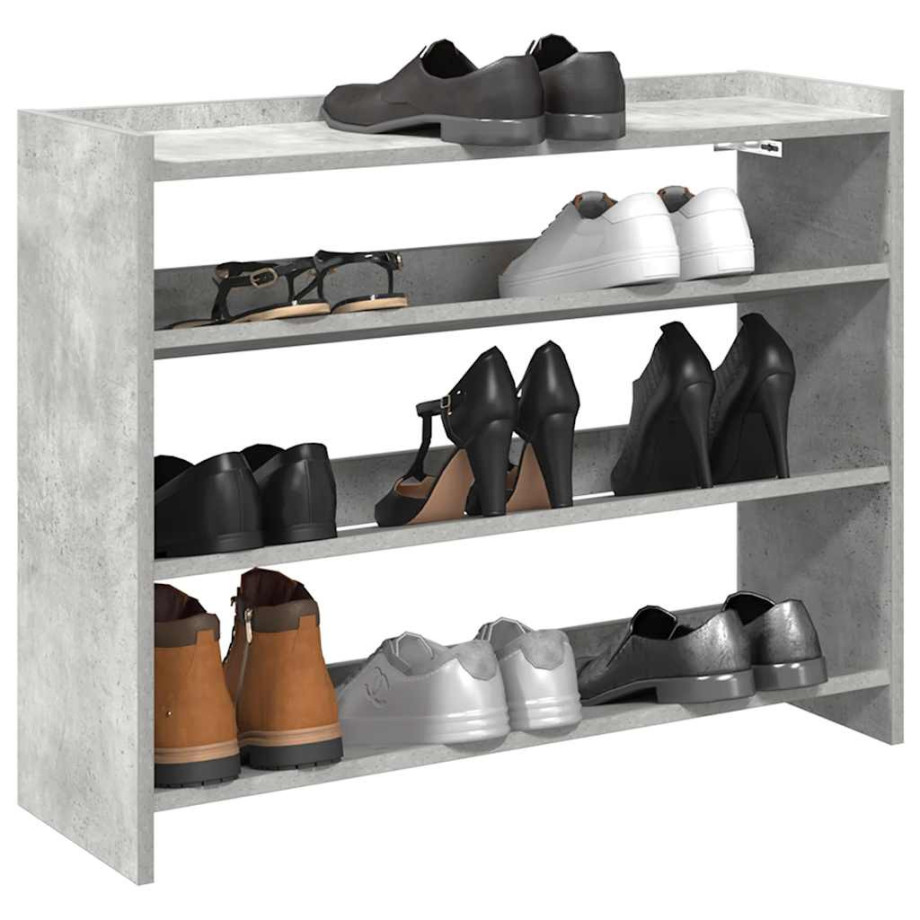 vidaXL Schoenenrek 80x25x61,5 cm bewerkt hout betongrijs vidaXL Schoenenrek 80x25x61,5 cm bewerkt hout betongrijs afbeelding 1