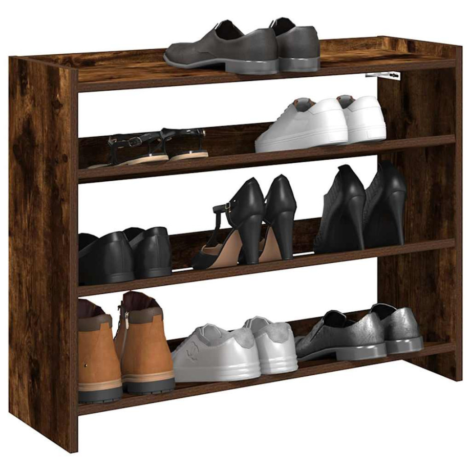vidaXL Schoenenrek 80x25x62 cm bewerkt hout gerookt eikenkleurig vidaXL Schoenenrek 80x25x62 cm bewerkt hout gerookt eikenkleurig afbeelding 1