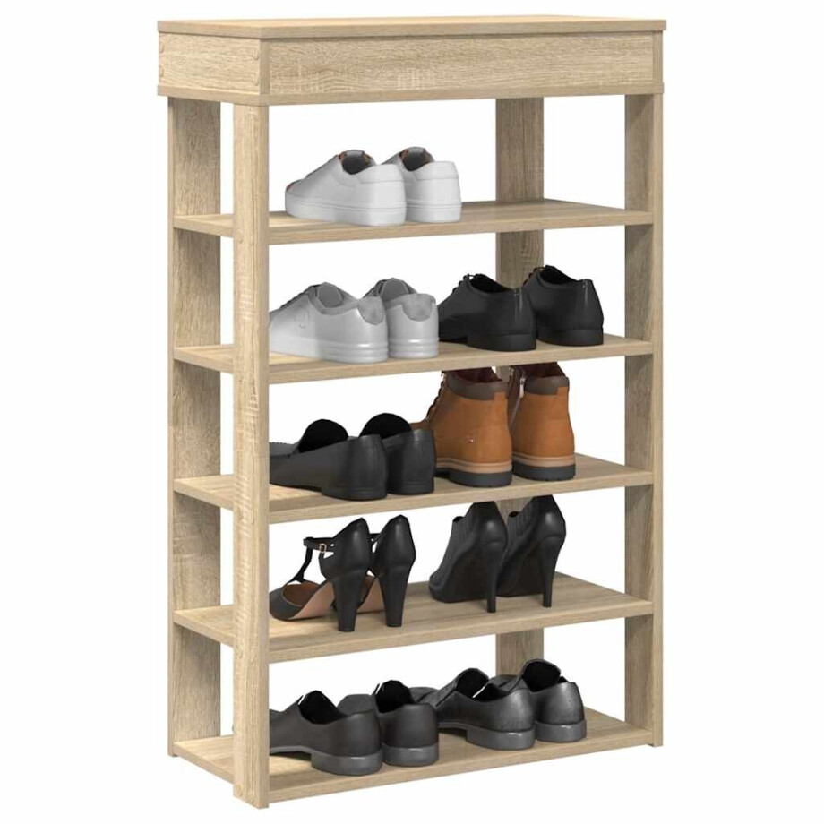 vidaXL Schoenenrek 60x30x98 cm bewerkt hout sonoma eikenkleurig vidaXL Schoenenrek 60x30x98 cm bewerkt hout sonoma eikenkleurig afbeelding 1