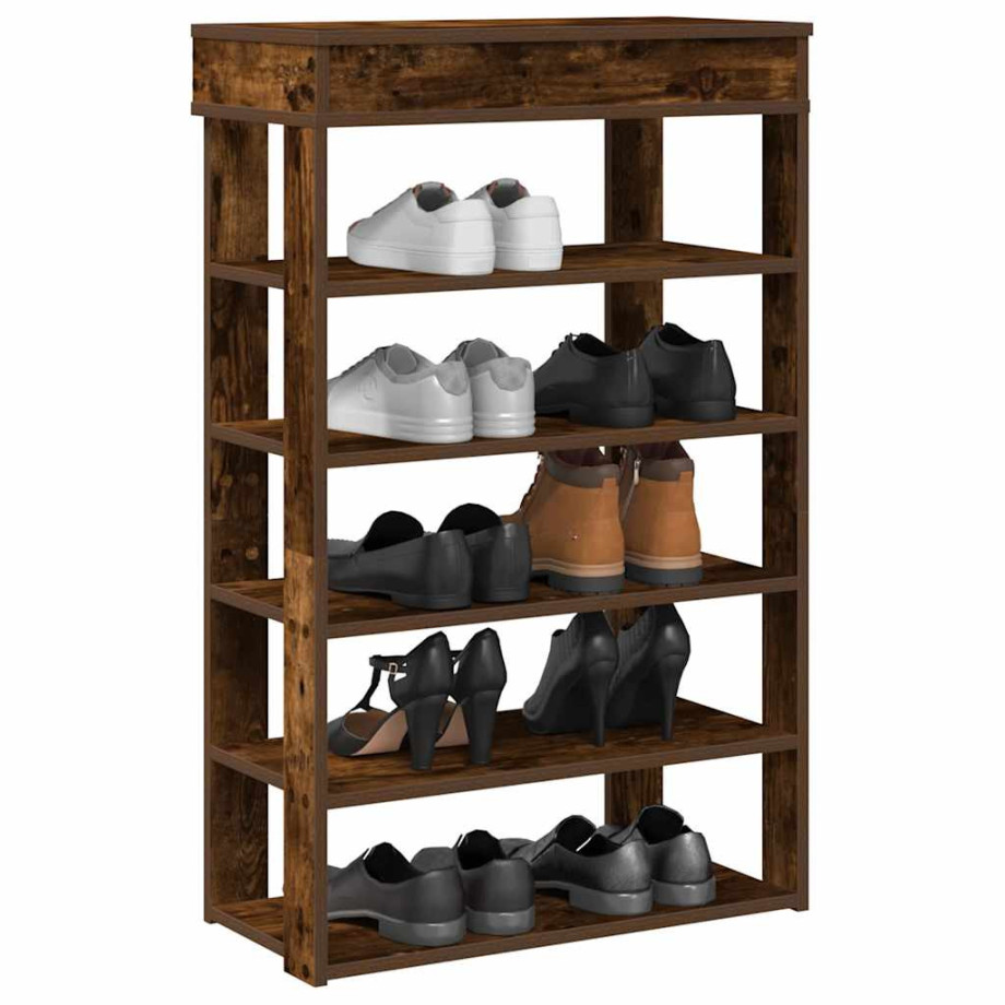 vidaXL Schoenenrek 60x30x98 cm bewerkt hout gerookt eikenkleurig vidaXL Schoenenrek 60x30x98 cm bewerkt hout gerookt eikenkleurig afbeelding 1