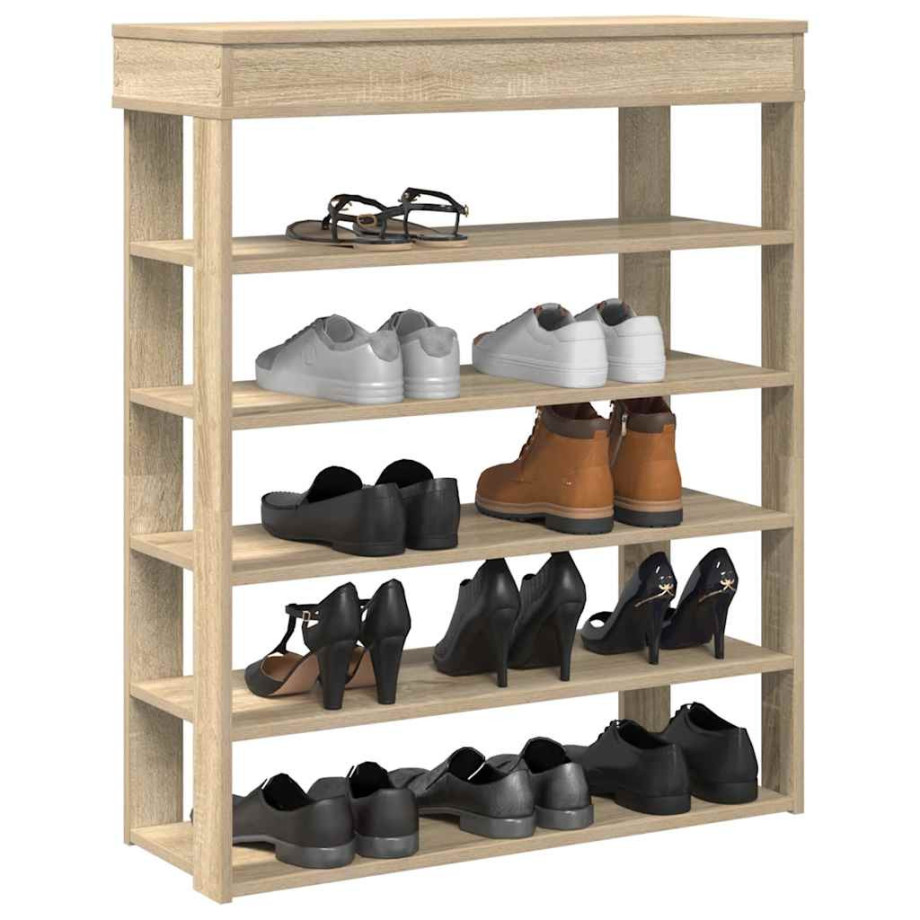 vidaXL Schoenenrek 80x30x98 cm bewerkt hout sonoma eikenkleurig afbeelding 1