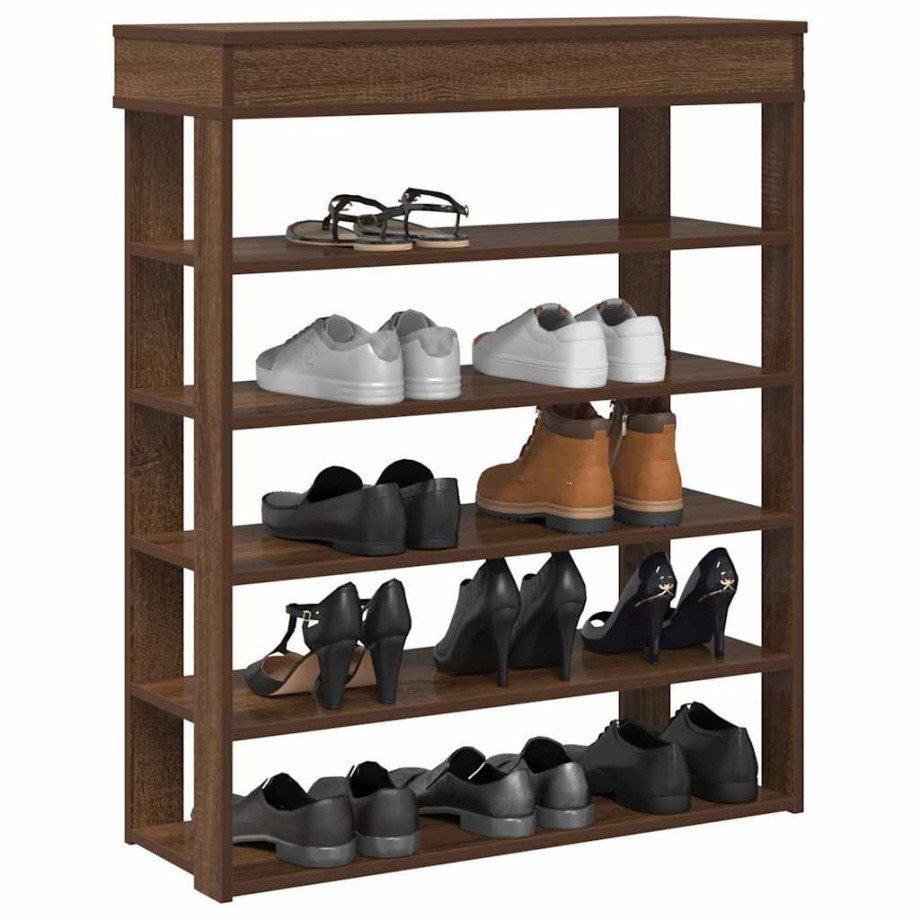 vidaXL Schoenenrek 80x30x98 cm bewerkt hout bruin eikenkleur afbeelding 1