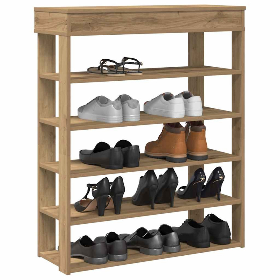 vidaXL Schoenenrek 80x30x98 cm bewerkt hout artisanaal eikenkleur afbeelding 1