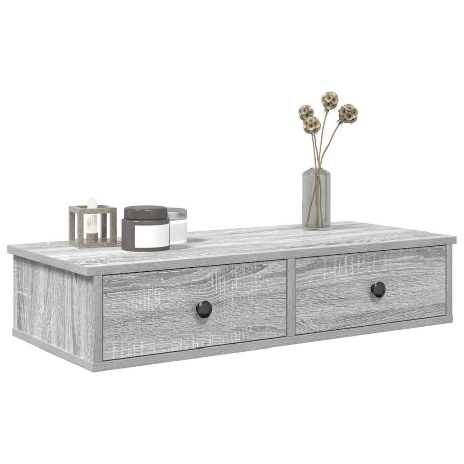 vidaXL Wandschap met lades 80x31x17 cm bewerkt hout grijs sonoma eiken afbeelding 1