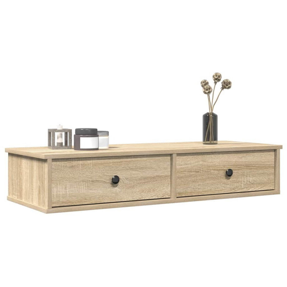 vidaXL Wandschap met lades 100x37,5x19 cm bewerkt hout sonoma eiken vidaXL Wandschap met lades 100x37,5x19 cm bewerkt hout sonoma eiken afbeelding 1