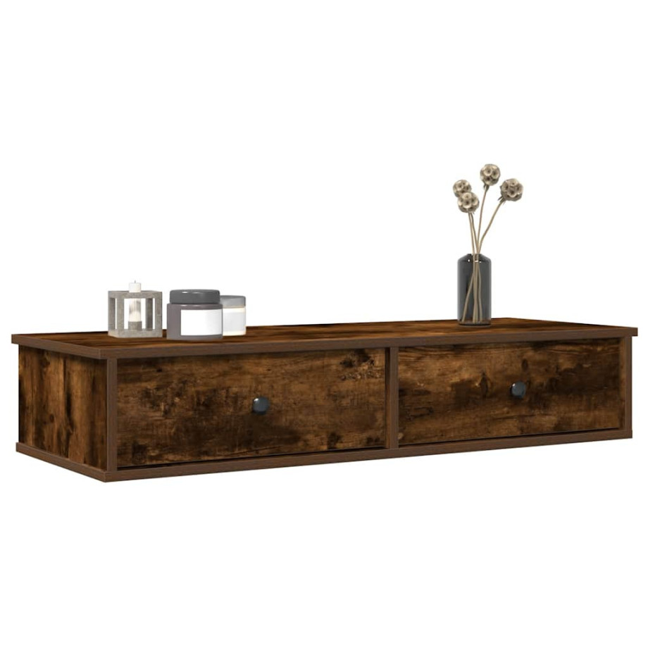 vidaXL Wandschap met lades 100x37,5x19 cm bewerkt hout gerookt eiken vidaXL Wandschap met lades 100x37,5x19 cm bewerkt hout gerookt eiken afbeelding 1