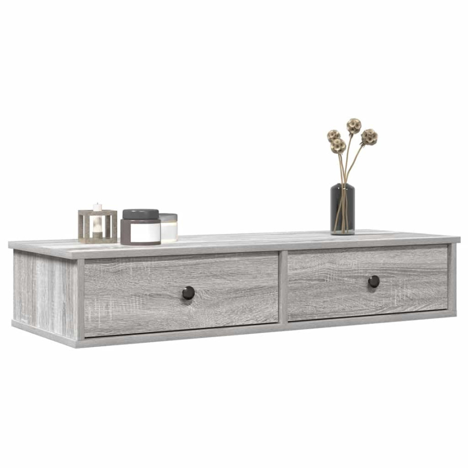vidaXL Wandschap met lades 100x37,5x19 cm bewerkt hout grijs sonoma afbeelding 1