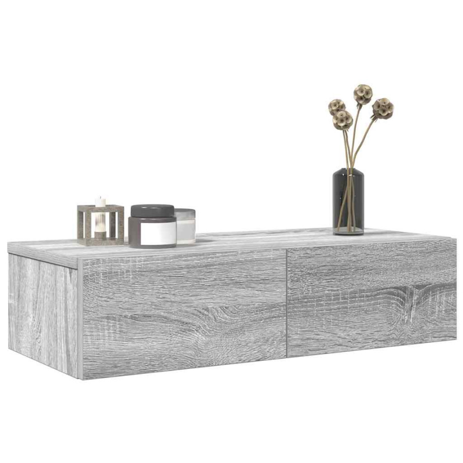 vidaXL Wandschap met lades 60x26,5x15 cm bewerkt hout grijs sonoma afbeelding 1