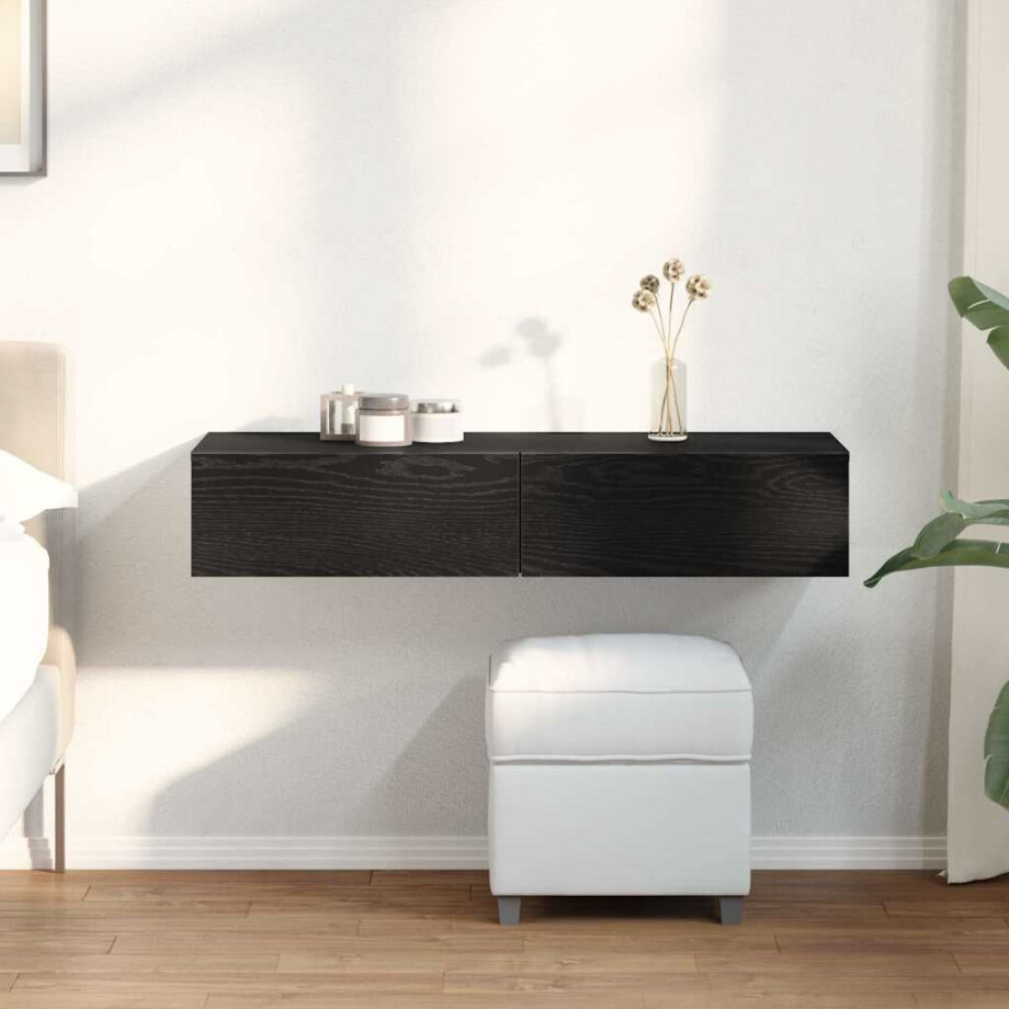 vidaXL Wandschap met lades 100x36x19 cm bewerkt hout zwart vidaXL Wandschap met lades 100x36x19 cm bewerkt hout zwart afbeelding 1