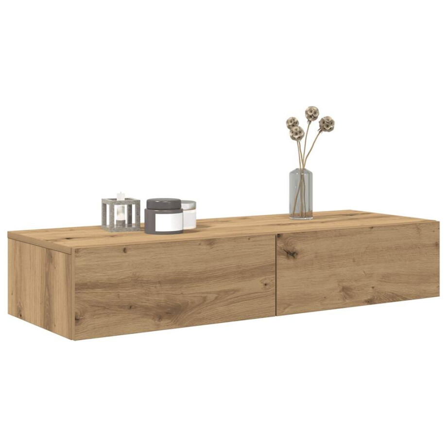 vidaXL Wandschap met lades 100x36x19 cm bewerkt hout artisanaal eiken afbeelding 1