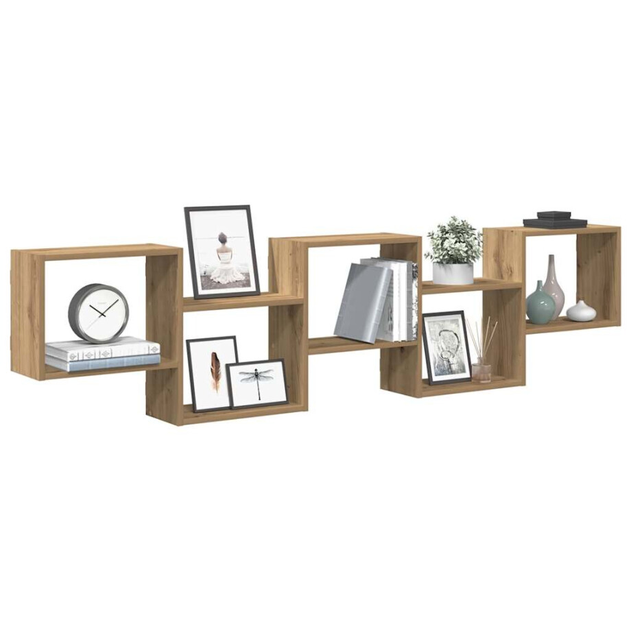 vidaXL Wandschap kubus 5 vakken bewerkt hout artisanaal eikenkleurig vidaXL Wandschap kubus 5 vakken bewerkt hout artisanaal eikenkleurig afbeelding 1
