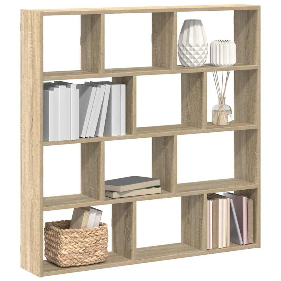 vidaXL Wandschap kubus 12 vakken bewerkt hout sonoma eikenkleurig afbeelding 1