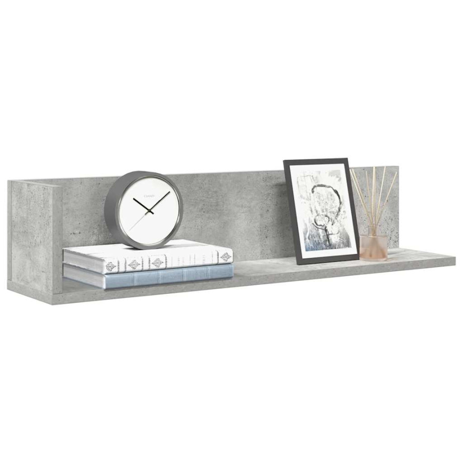 vidaXL Wandschappen 2 st 75x16,5x16,5 cm bewerkt hout betongrijs afbeelding 1