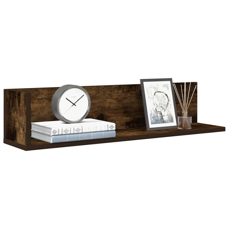 vidaXL Wandschappen 2 st 75x16,5x16,5 cm bewerkt hout gerookt eiken vidaXL Wandschappen 2 st 75x16,5x16,5 cm bewerkt hout gerookt eiken afbeelding 1