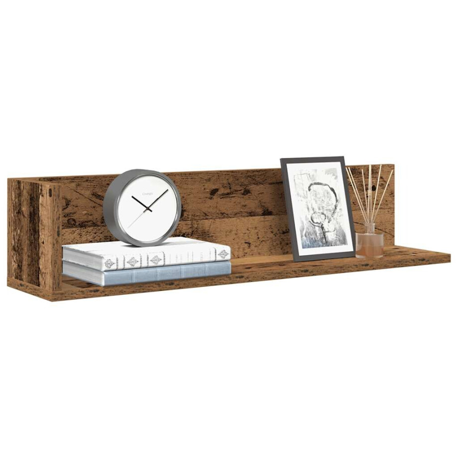 vidaXL Wandschappen 2 st 75x16,5x16,5 cm bewerkt hout oud houtkleurig vidaXL Wandschappen 2 st 75x16,5x16,5 cm bewerkt hout oud houtkleurig afbeelding 1