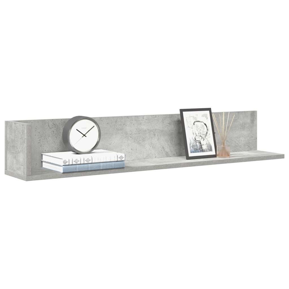 vidaXL Wandschappen 2 st 100x16,5x16,5 cm spaanplaat betongrijs afbeelding 1