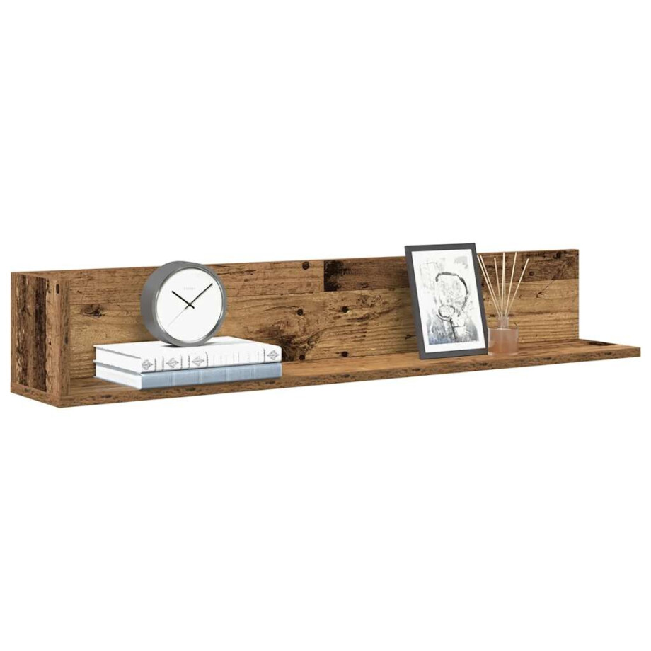 vidaXL Wandschappen 2 st 100x16,5x16,5 cm bewerkt hout oud houtkleurig vidaXL Wandschappen 2 st 100x16,5x16,5 cm bewerkt hout oud houtkleurig afbeelding 1