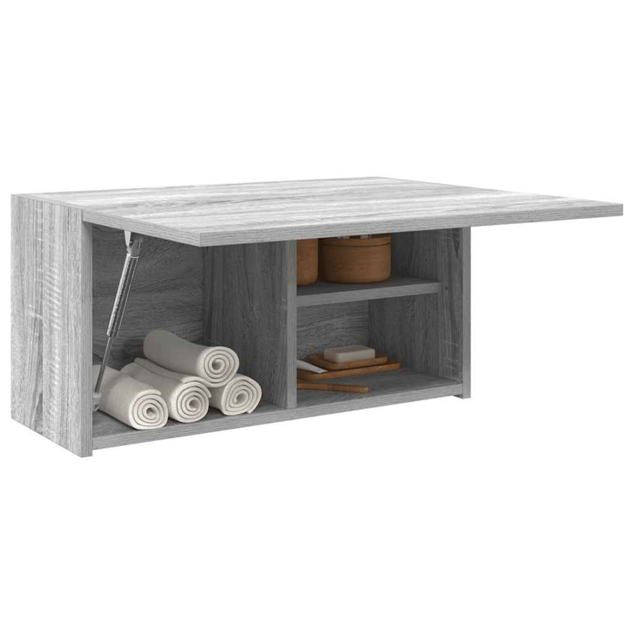 vidaXL Badkamerwandkast 60x25x30 cm bewerkt hout grijs sonoma eiken afbeelding 1