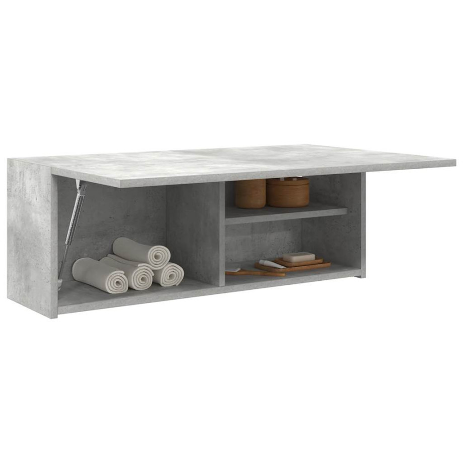 vidaXL Badkamerwandkast 80x25x30 cm bewerkt hout betongrijs vidaXL Badkamerwandkast 80x25x30 cm bewerkt hout betongrijs afbeelding 1