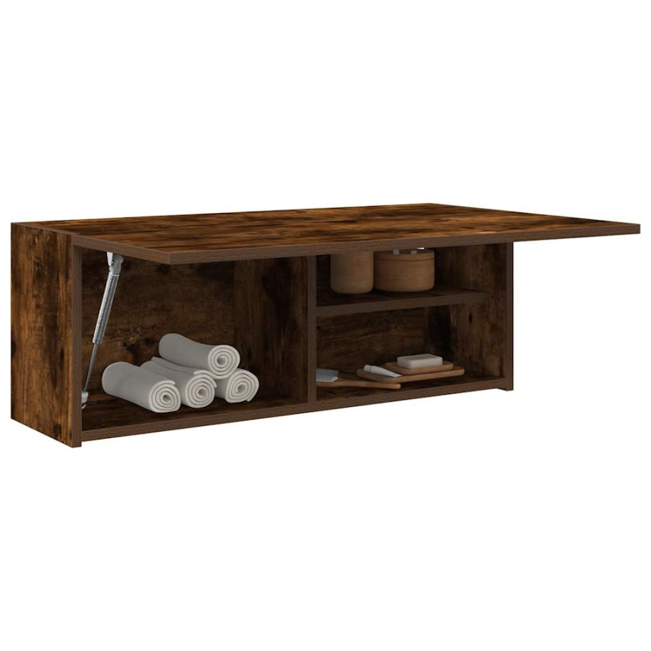 vidaXL Badkamerwandkast 80x25x30 cm bewerkt hout gerookt eikenkleurig vidaXL Badkamerwandkast 80x25x30 cm bewerkt hout gerookt eikenkleurig afbeelding 1