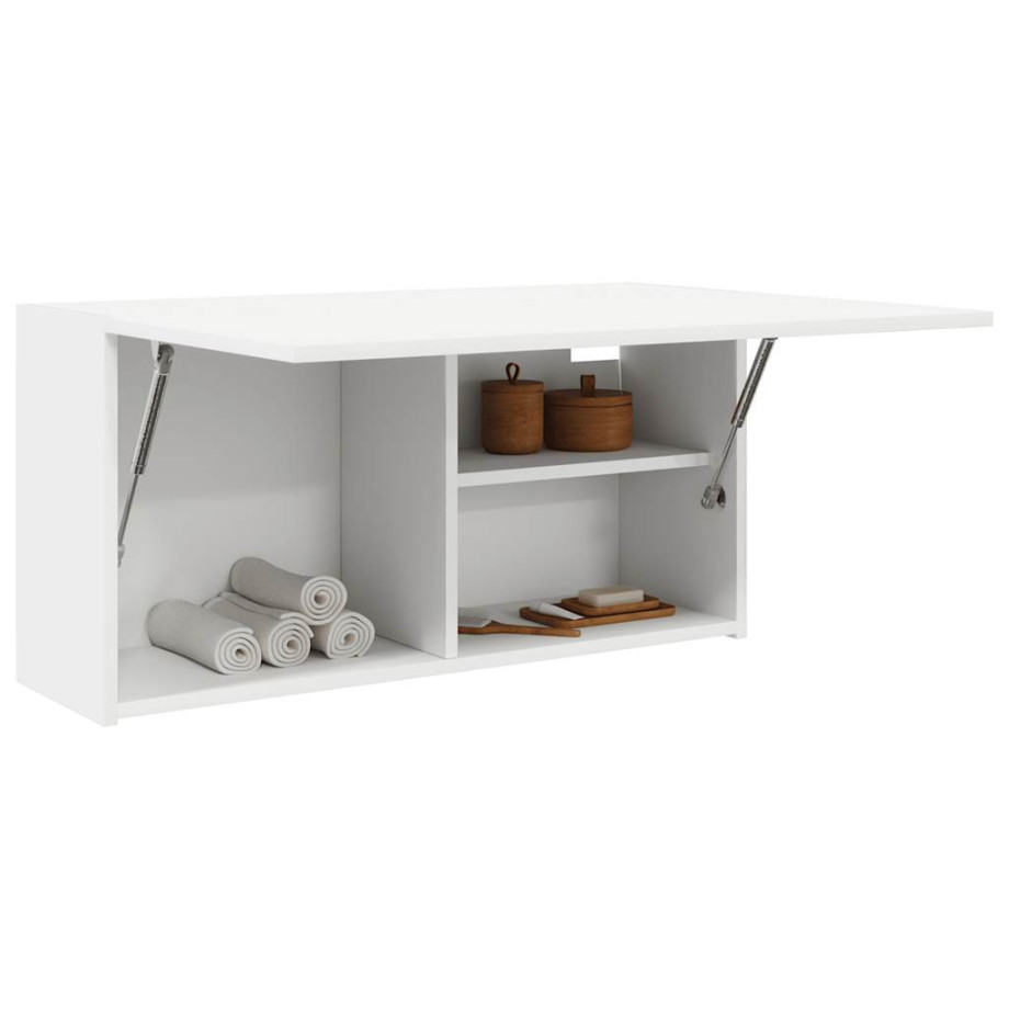 vidaXL Badkamerwandkast 80x25x40 cm bewerkt hout wit afbeelding 1