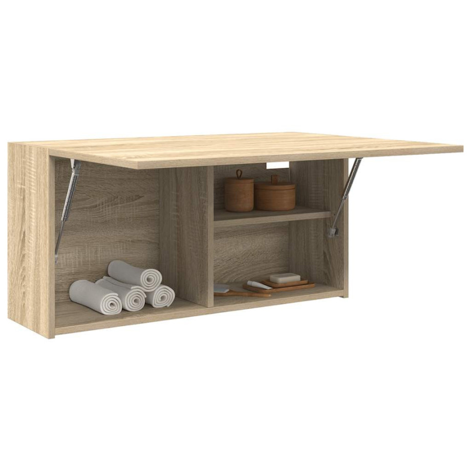 vidaXL Badkamerwandkast 80x25x40 cm bewerkt hout sonoma eikenkleurig afbeelding 1