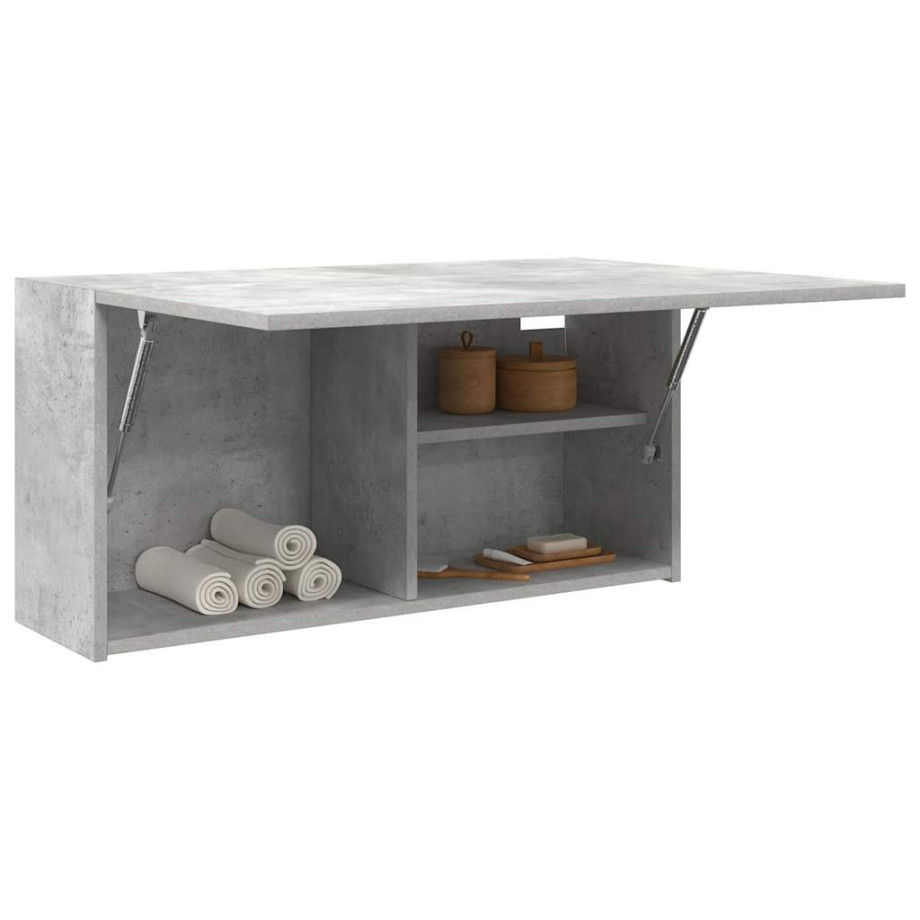 vidaXL Badkamerwandkast 80x25x40 cm bewerkt hout betongrijs vidaXL Badkamerwandkast 80x25x40 cm bewerkt hout betongrijs afbeelding 1