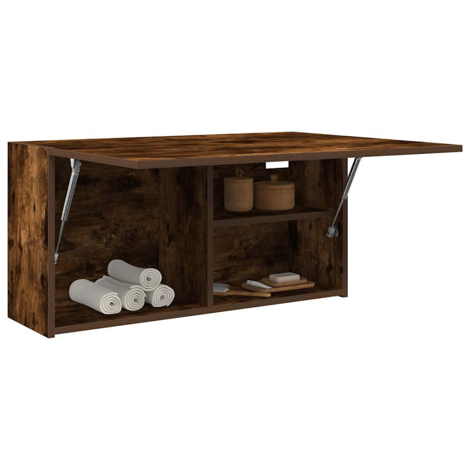 vidaXL Badkamerwandkast 80x25x40 cm bewerkt hout gerookt eikenkleurig vidaXL Badkamerwandkast 80x25x40 cm bewerkt hout gerookt eikenkleurig afbeelding 1