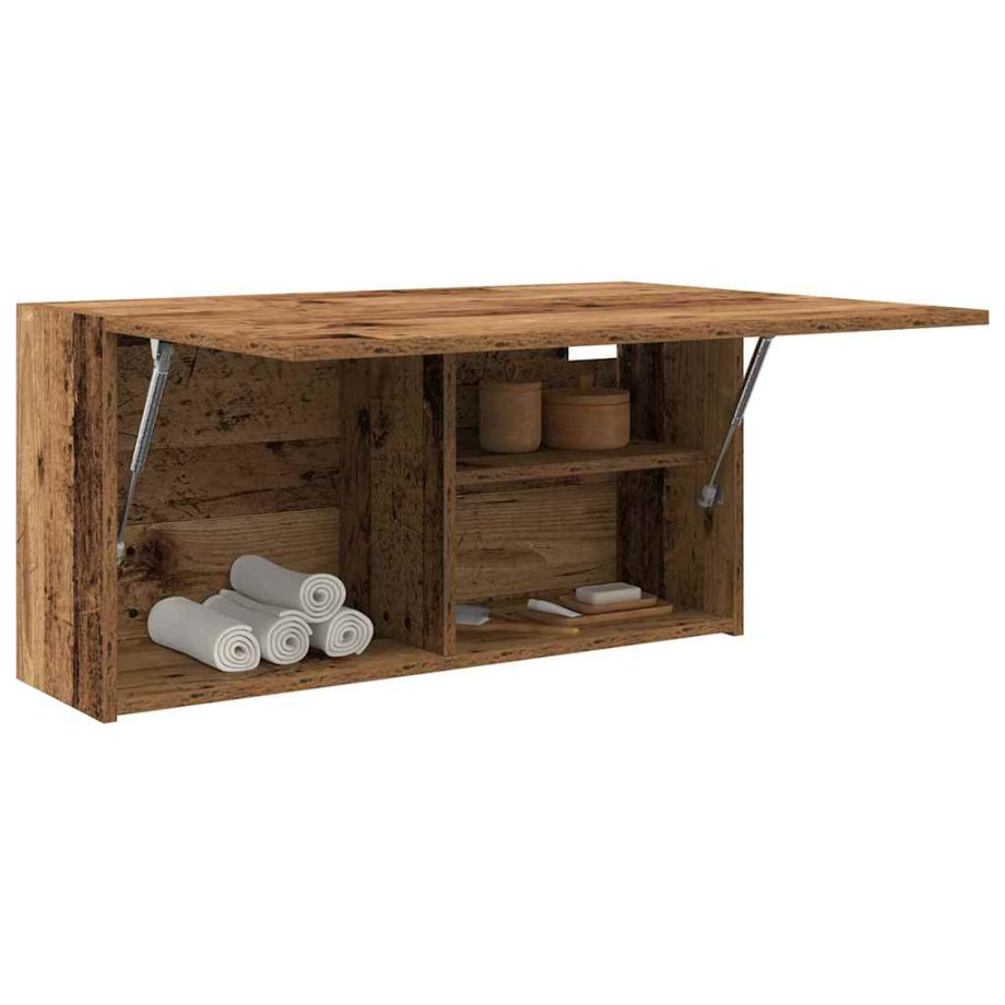 vidaXL Badkamerwandkast 80x25x40 cm bewerkt hout oud houtkleurig afbeelding 1