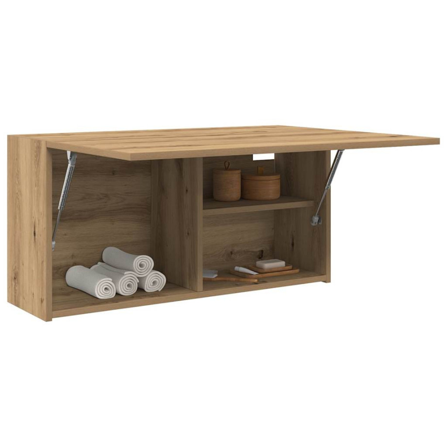 vidaXL Badkamerwandkast 80x25x40 cm bewerkt hout artisanaal eikenkleur afbeelding 1