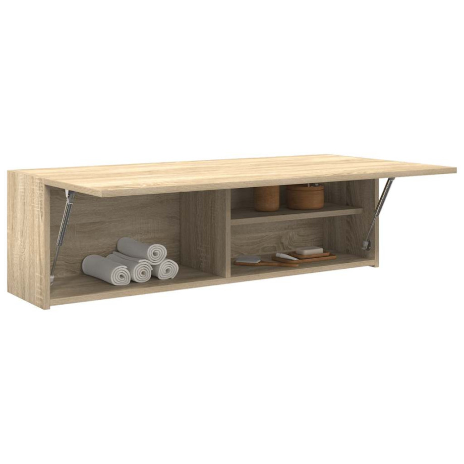 vidaXL Badkamerwandkast 100x25x30 cm bewerkt hout sonoma eikenkleurig afbeelding 1