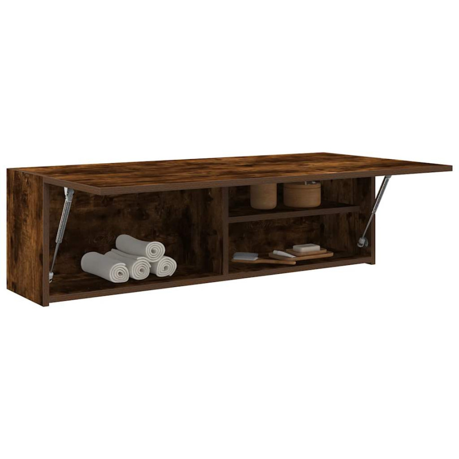 vidaXL Badkamerwandkast 100x25x30 cm bewerkt hout gerookt eikenkleurig vidaXL Badkamerwandkast 100x25x30 cm bewerkt hout gerookt eikenkleurig afbeelding 1