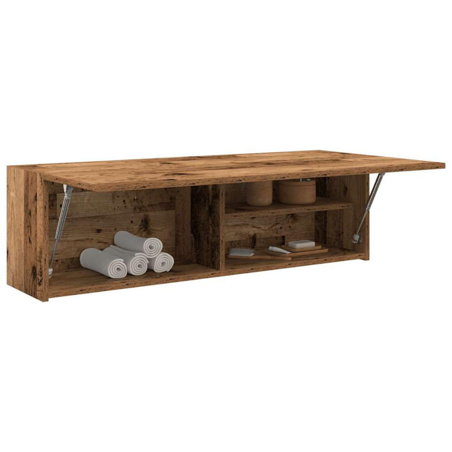 vidaXL Badkamerwandkast 100x25x30 cm bewerkt hout oud houtkleurig afbeelding 1