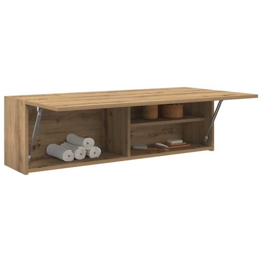 vidaXL Badkamerwandkast 100x25x30cm bewerkt hout artisanaal eikenkleur afbeelding 1