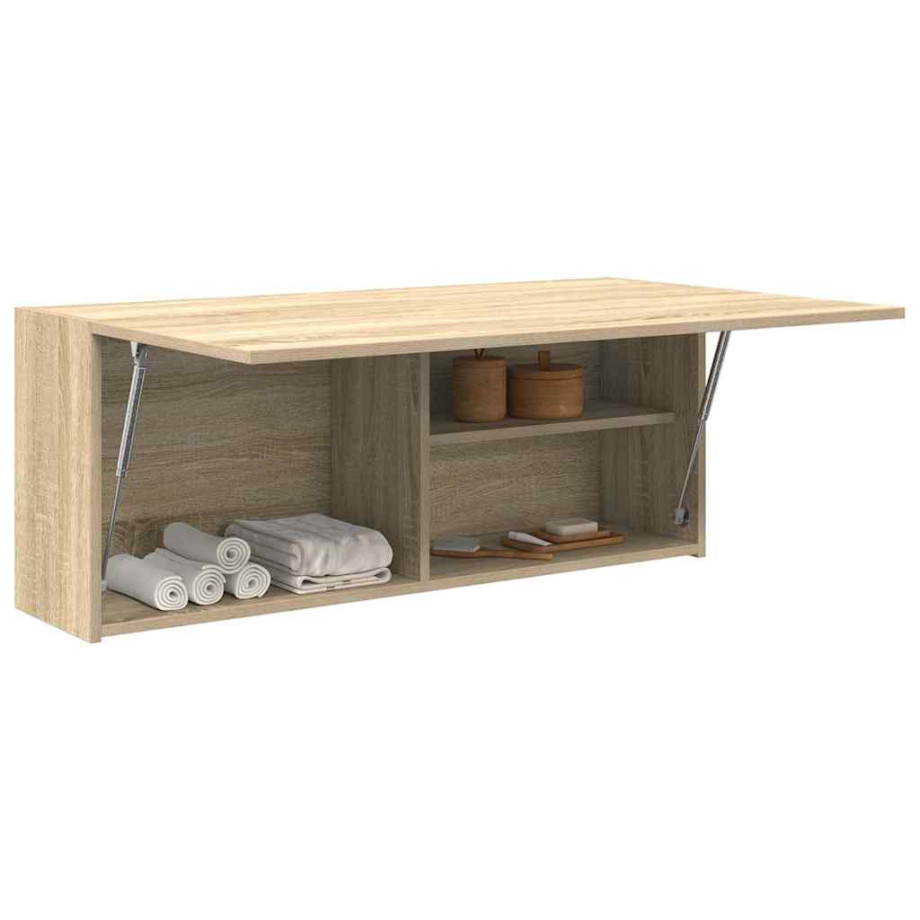 vidaXL Badkamerwandkast 100x25x40 cm bewerkt hout sonoma eikenkleurig afbeelding 1