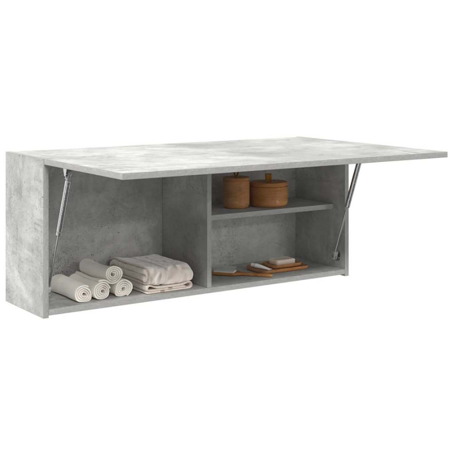 vidaXL Badkamerwandkast 100x25x40 cm bewerkt hout betongrijs vidaXL Badkamerwandkast 100x25x40 cm bewerkt hout betongrijs afbeelding 1